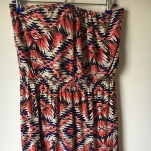 Tribal print strapless dress
